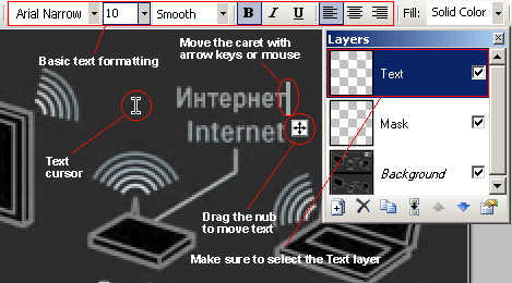 Editing text