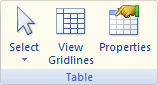 Screenshot: Word 2007 table group