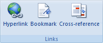 Screenshot: Finding Bookmark command in Word 2007 or later