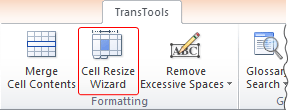 Cell Resize Wizard button on the ribbon