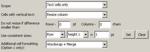 Screenshot: Cell Resize Wizard Advanced Options