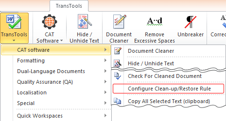 Configure Clean-up/Restore Rule menu item