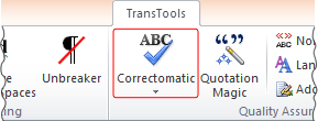 Correctomatic button on TransTools ribbon