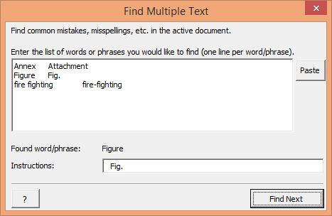 Find Multiple Text dialogue