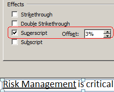 Superscript formatting in PowerPoint
