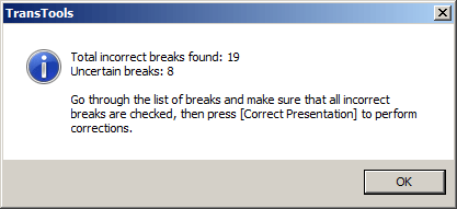 Screenshot: Notification message