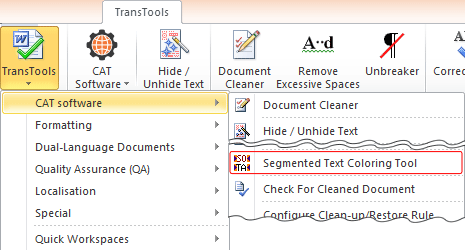 Segmented Text Coloring Tool menu item