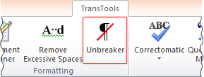 Unbreaker button on TransTools ribbon