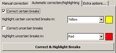 Screenshot: Manual Correction tab