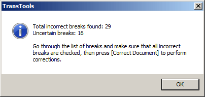 Screenshot: Notification message