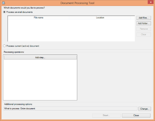 Document Processing Tool dialogue