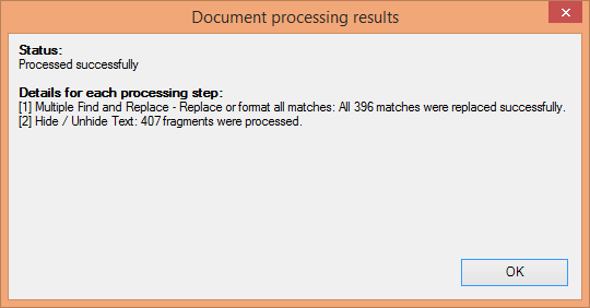 Results for individual document