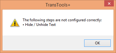 Incorrect step configuration message
