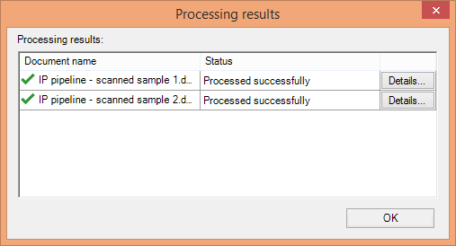 Processing results
