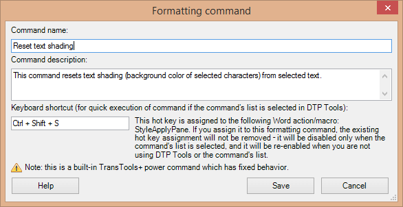 Assigning keyboard shortcut to a power command