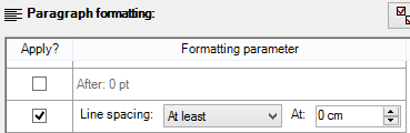 Configuring a formatting parameter in command editor