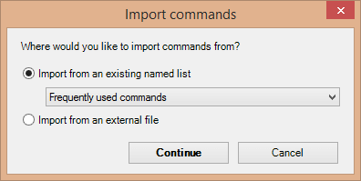 Importing commands from another list