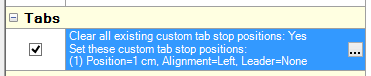 Configuring tab settings