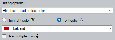 Options for hiding text based on its color