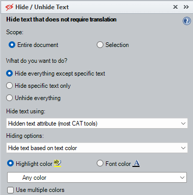 Hide / Unhide Text pane