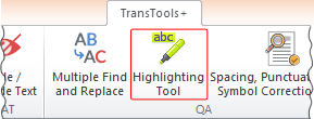 Highlighting Tool button on TransTools+ ribbon