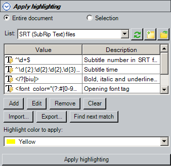 Apply Highlighting subtool