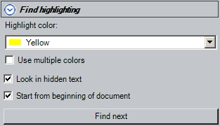 Find Highlighting subtool