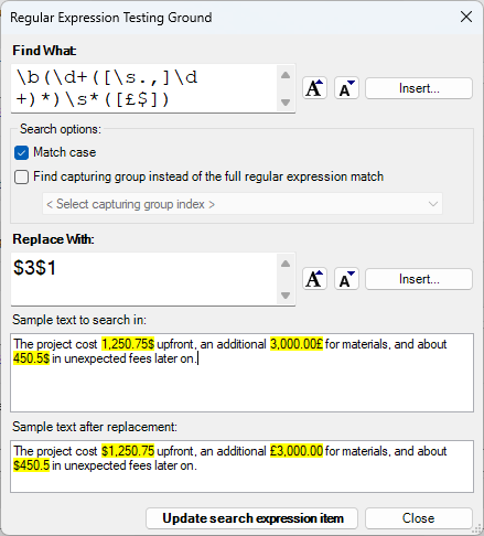 Regular Expression Testing Ground