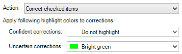 Correction / highlighting options