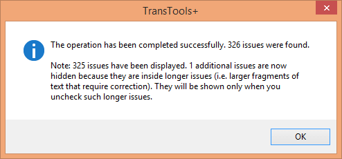 Report after the checking operation