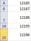 Blue row headers in filtered sheets