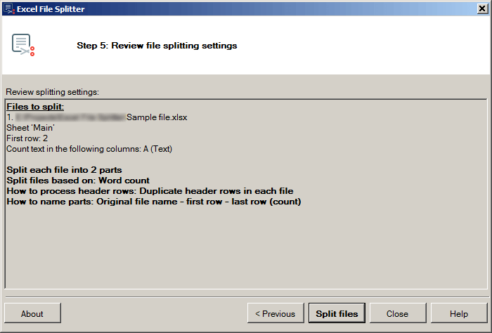 Review splitting settings